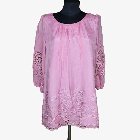 Moschino Pink Silk Laser Cut Out Tunic/Mini Dress Sz 4 - Picture 2 of 10